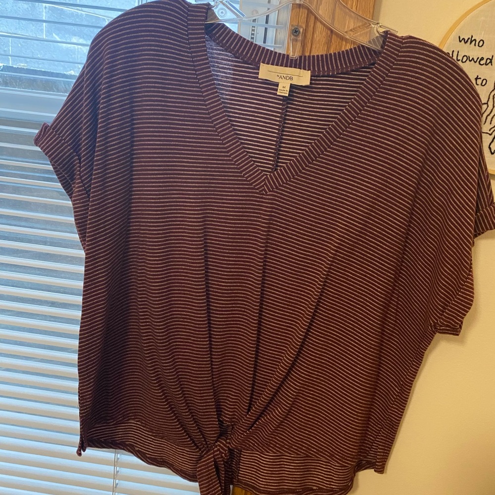 Maroon with white stripes top